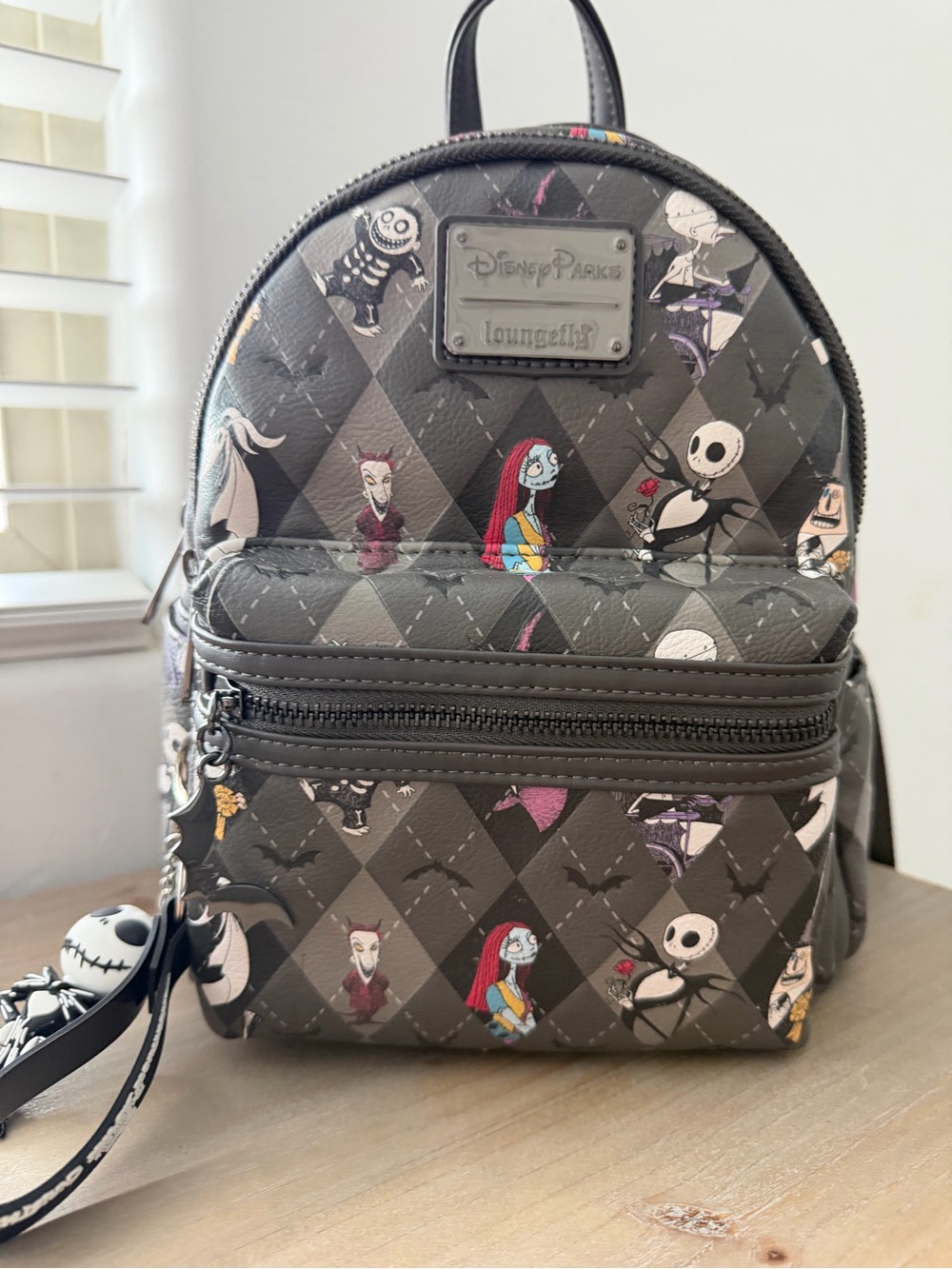 Loungefly The Nightmare Before Christmas Patterned Mini Backpack - Black & Gray